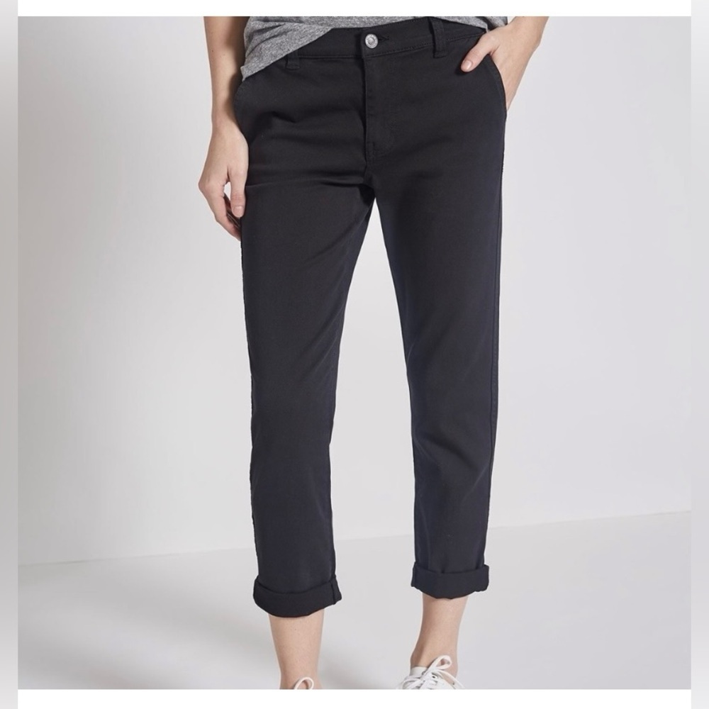 NWT Current/Elliott The Confidant Roll Cuff Pants Black Mid Rise Chino